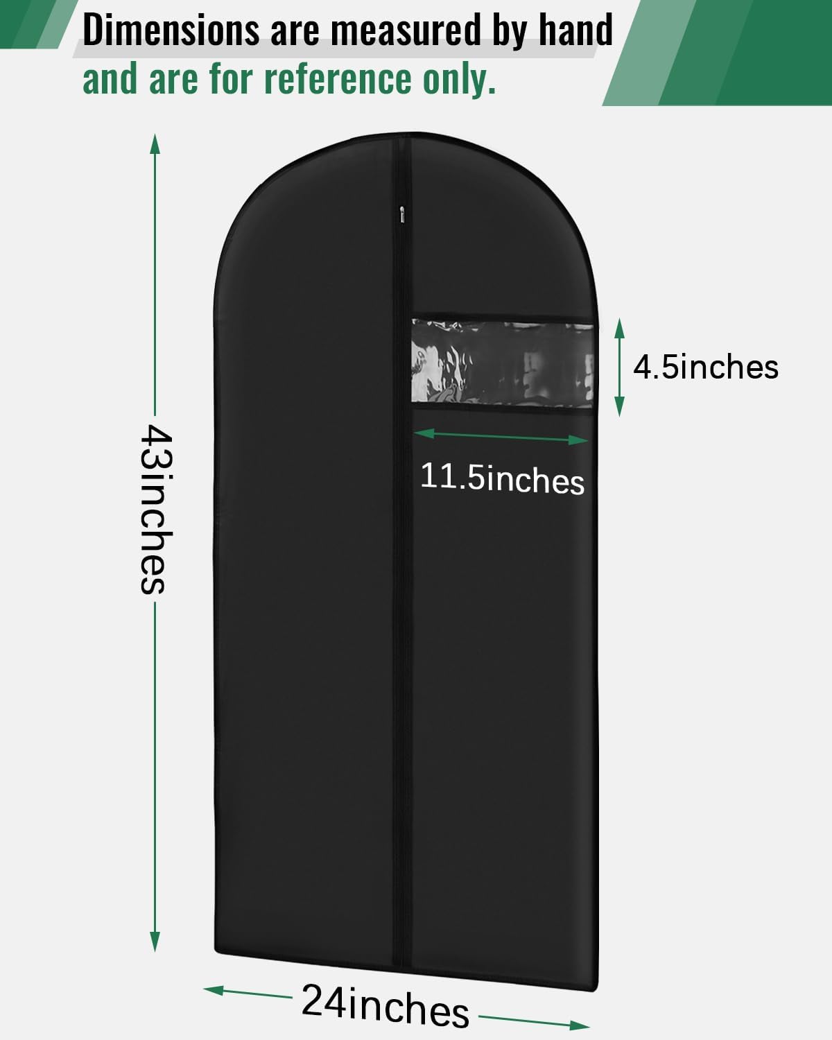 Garment Bags for Hanging Clothes 8 packs Washable Black Suit Bags for Closet Storage and Travel with Clear Window (43 inches)