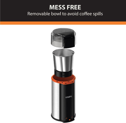 KRUPS Precision Electric Coffee Grinders, 3 oz Capacity, 200W Motor, Stainless Steel Blades for Uniform Grinding of Beans, Herb and Nuts, Coffee and Spice Grinder Electric, (Black)