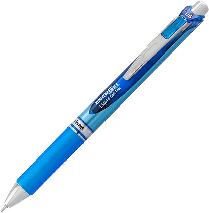 Pentel Energel 0.5 mm Rtx Retractable, 12 Pack of 6 Black & 6 Blue Ink Pens Needle Tip, Pens 0.5 mm Fine Point