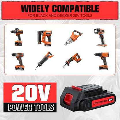 Replacement for Black and Decker Battery 20V and Charger 3.8Ah Lithium Max Compatible with LB2X4020 LBXR2020-OPE LBXR20-OPE2 LBXR20B-2 LB2X3020-OPE LBXR20BT 2Pack Outdoor Cordless Power Tools