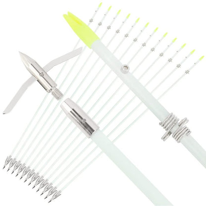 ZSHJGJR 34" Bowfishing Arrows Solid Fiberglass Shaft with Removable Broadheads for Compound & Recurve Bows& Long Bows Fishing Arrow Archery and Hunting 3/6Pack (6, Short Tip)