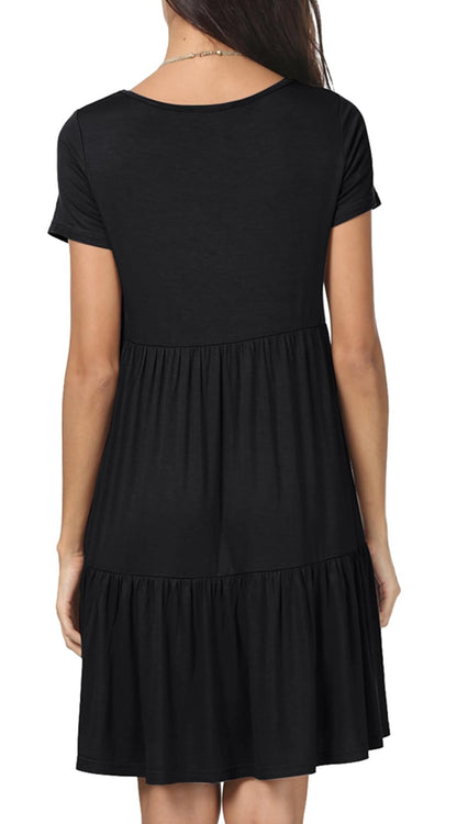 levaca Womens Summer Casual Dresses Beach Coverup Loose Short Sleeve T Shirt Dress 2025 Midi Outfit Sundress Black XL