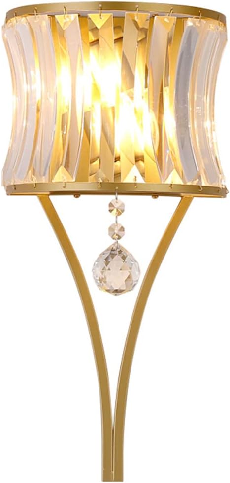 Modern Crystal Wall Light Gold Crystal Wall Sconces Light Mid-Century Vanity Light Indoor Elegant Glass Wall Lighting Fixtures for Bedroom Living Room Hallway Entryway