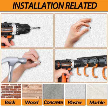 3-H 4¡¿16" All Metal Garden Tool Organizer, Garage Tool Organizer, Broom Holder Wall Mount for Garage, Shed, Garden, Basement Hanging and Organizing Rake, Mop, Shovel, Hose