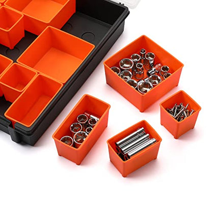 AIRTOON 2PCS Multi-Purpose Toolbox, Professional Organizer with 22 Bin Compartments, Box Organizer for Hardware, Screws, Bolts, Nuts, Nails, Tools, Arts