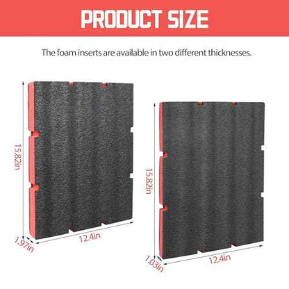 48-22-8452 Packout Foam Tool Organizer Inserts Compatible with Milwau-kee 48-22-8442 and 48-22-84432 Drawer Boxes,2 Pack Black/Red