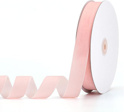 Light Pink Velvet Ribbon 1" x 20Yd,Great for Gift Wrapping,Hair Bows Making, Wreaths,Wedding and Christmas Party Decoration(Light Pink 1")