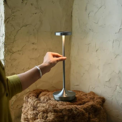 Cordless Table Lamp Outdoor - Rechargeable 6000mAh Battery Operated Table Light - LED Portable Touch Dimmable Waterproof Table Lamps for Patio Restaurant Dining (Grey)
