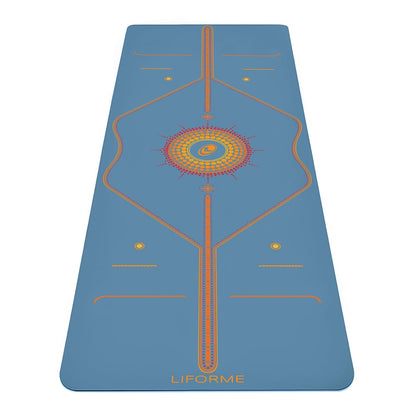 Liforme Printed Yoga Mat Collection - Free Yoga Bag Included - Patented Alignment System, Warrior-like Grip, Non-Slip, Eco-friendly, Sweat-resistant, Long, Wide and Thick for Comfort (Radiant Sun-Blue)