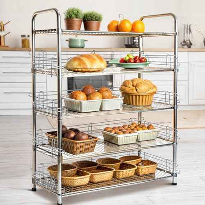 4 Pcs Chrome Wire Shelf Ledge 18" L x 4" H Wire Shelving Side Ledge Metal Shelves Accessories Pantry and Garage Storage (Silver)