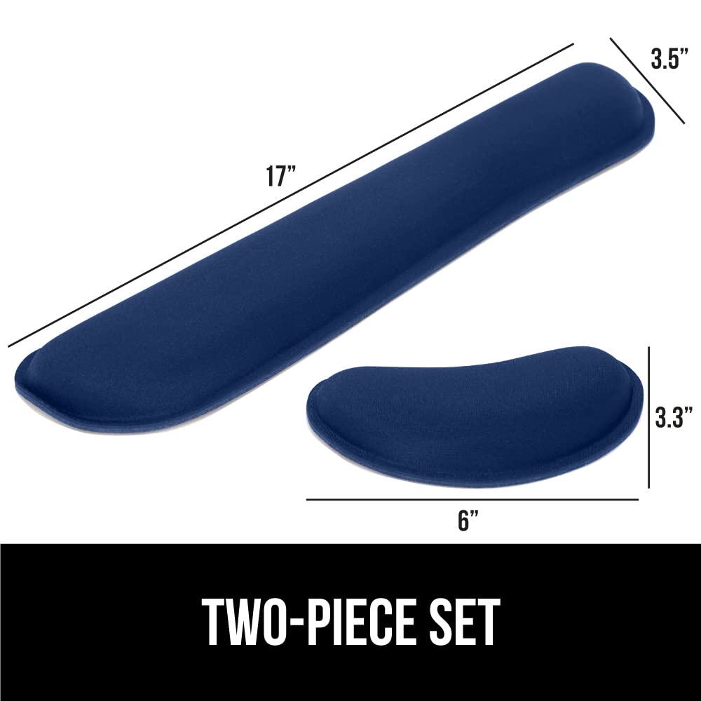 GORILLA GRIP Silky Gel Memory Foam Wrist Rest for Computer Keyboard, Mouse, Ergonomic Design for Typing Pain Relief, Desk Pads Support Hand and Arm, Mousepad Rests, Stain Resistant, 2 Piece Pad, Navy