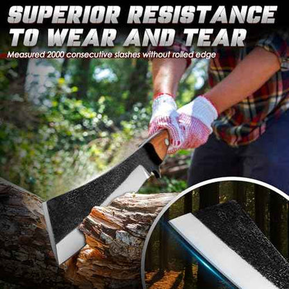 Freelander Japanese Style High Carbon Steel Machete with Red Sandalwood Ergonomic Full Tang Handle and Wood-Leather Sheath ? Heavy-Duty Outdoor Tool for Camping, Hiking, Yard Work, and Survival