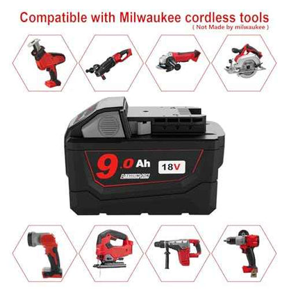 18V 9.0Ah Replacement Battery Compatible with Milwaukee 18V Cordless Tools ? High Capacity Lithium-Ion with Safety Protection (Not Made by Milwaukee)