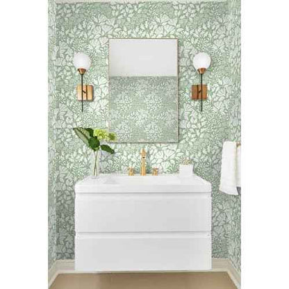 Safiyya Floral Peel and Stick Wallpaper Boho Contact Paper Green and White Wallpaper for Bedroom Waterproof Self Adhesive Removable Wall Paper 118''¡¿17.3''