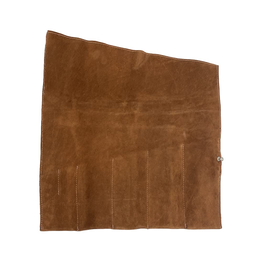 Hide & Drink, Large Tool Roll Up Bag (6 Slots), Portable Carry-On Pouch, Workshop Storage, Woodworking Tools Organizer, Full Grain Leather, Handmade, Swayze Suede