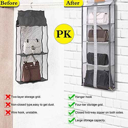 Purse organizer for closet, Easy Access Wardrobe Tote Bag Purse Storage Holder Over The Door Space Saving Shelf Pocket for Bedrooms Living Room