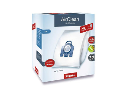 Miele Genuine GN HyClean Air XL Pack Vacuum Cleaner Bags for Miele Complete C2, Complete C3, Classic C1, S8, S5 & S2 Vacuum Cleaners, Pack of 8 Vacuum Bags and 4 Filters
