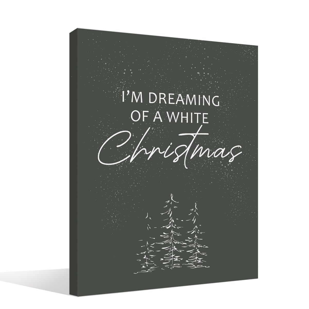 BIWSHA Christmas Dark Gray Wall Art, Winter Wall Print Decor, I'm Dreaming of White Christmas, Canvas Wall Art for Home Living Room Bedroom 1114 Inch