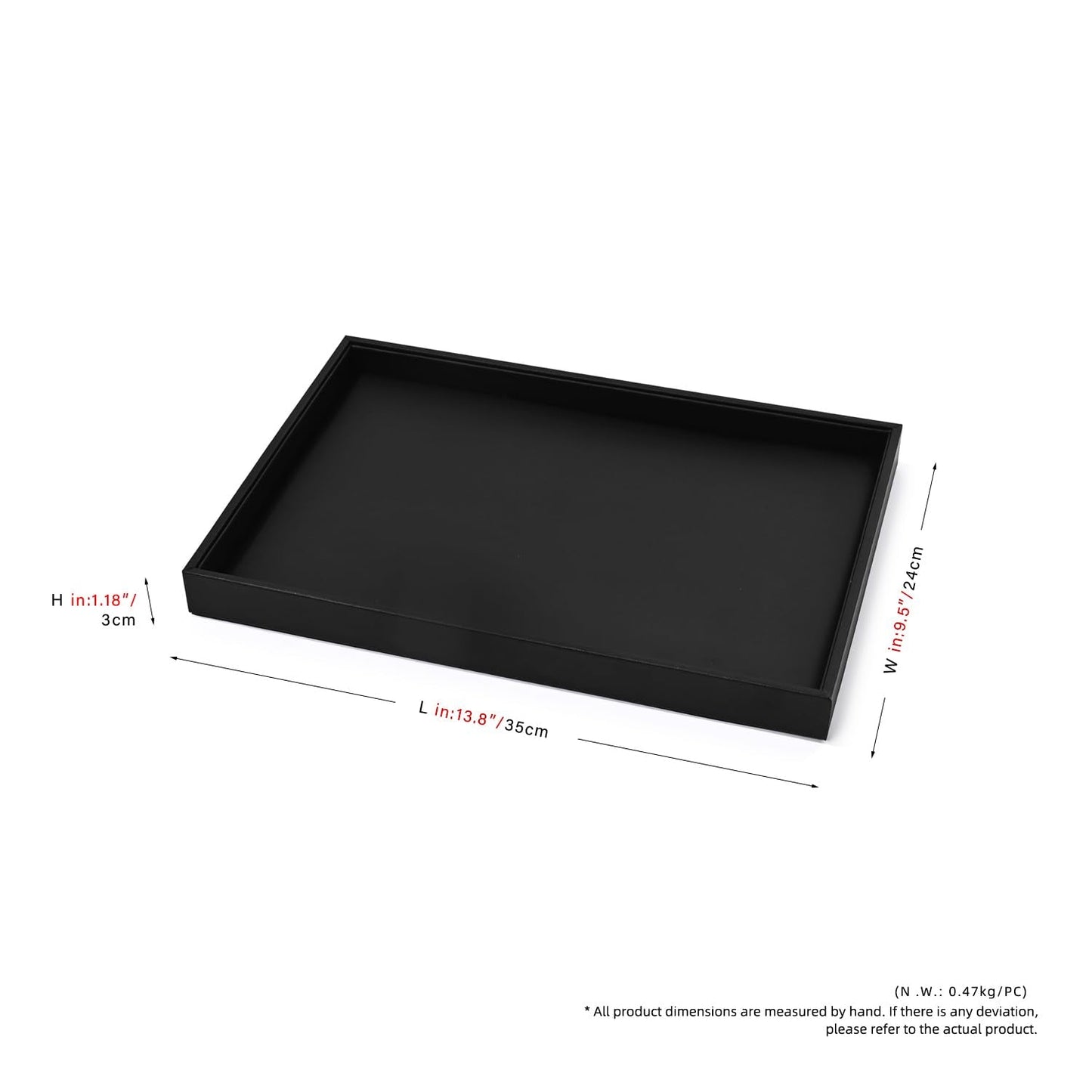 Woodten Black PU Leather Jewelry Display Flat Tray Ring Necklace Watch Organizer Display Tray (1 grid)