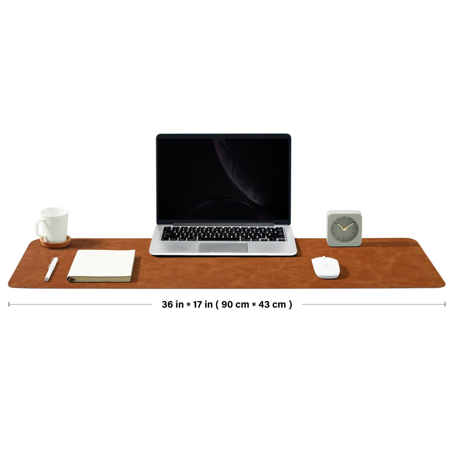 Distressed Leather Desk Mat - Non-Slip PU Desk Pad for Office and Home - Desk Organization and Accessories - Ideal for Large Mouse Pad and Desk Mats on Top of Desks(Tan,36"x 17")