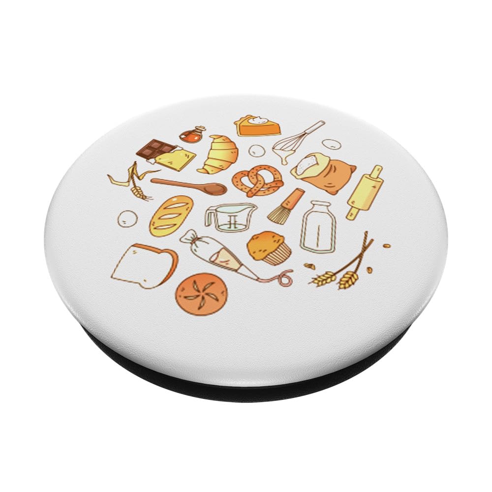 Cooking Food Utensils Baking Tools Cute Pattern Pastry Chef PopSockets Adhesive PopGrip