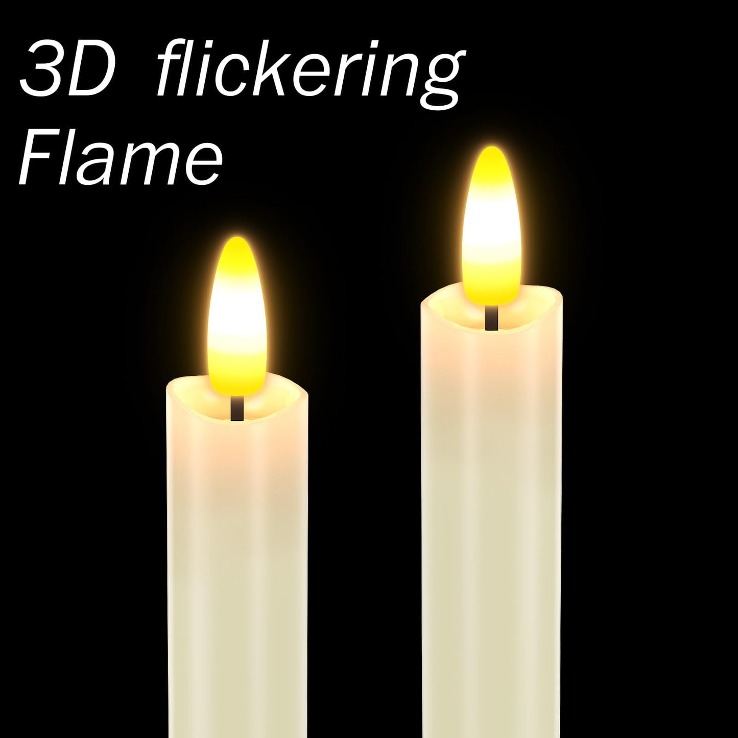 HL Flameless Taper Candles with Remote Timer, 450H+ Battery Operated LED Candlesticks, Warm 3D Flickering Flame, 9.6" Window Sticks Candles for Halloween Christmas Home Decor（Ivory 6PCS）