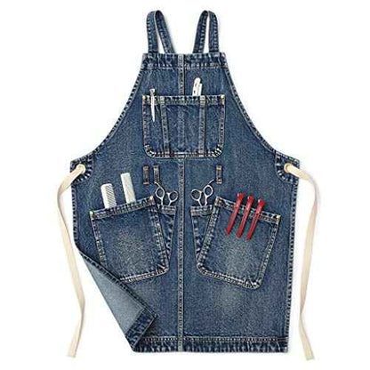 Jeanerlor Work Jean Apron for Women and Men Adjustable S-XXL (Denim Blue)