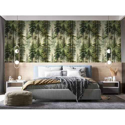 HAOKHOME Forest Peel and Stick Wallpaper Tree Wall Paper Wood Removable for Bedroom Green Contact Paper 17.3in x 6.6ft