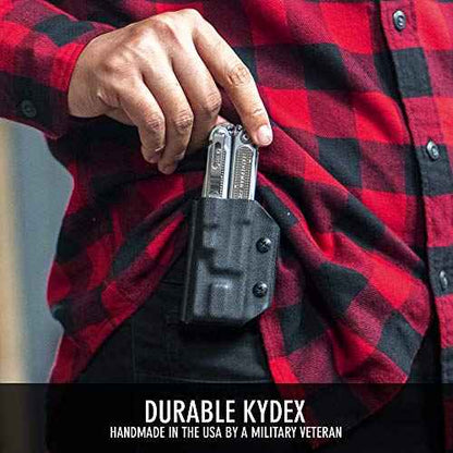 Clip & Carry Kydex Multitool Sheath for LEATHERMAN Free P4 - Made in USA (Multi-Tool not Included) EDC Multi Tool Holder Holster Cover