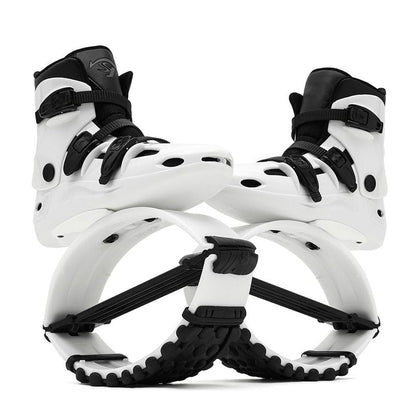KPUKGJDK Kangaroo Jump Shoes for Women & Men – High Bounce Moon Shoes, Bouncy Jumping Boots for Exercise, Fitness, Weight Loss & Fun, Adjustable Fit, Low-Impact Rebounder Design(Black/White,X-Large)