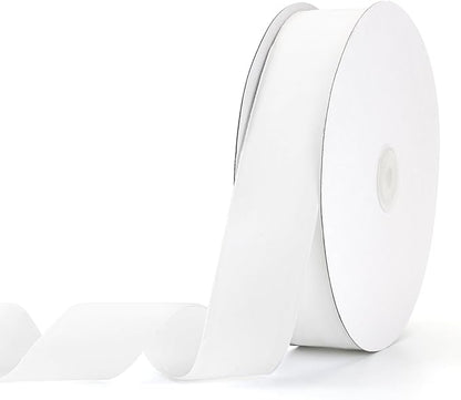 White Velvet Ribbon 2" x 20Yd,Great for Gift Wrapping,Hair Bows Making, Wreaths,Wedding and Christmas Party Decoration (White 2")