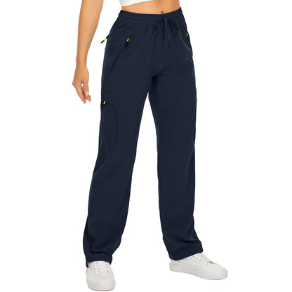 Womens Hiking Pants Quick Dry UPF 50 Lightweight Travel Golf Cargo Safari Pants Zipper Pockets,6608,Blue,Petite XL