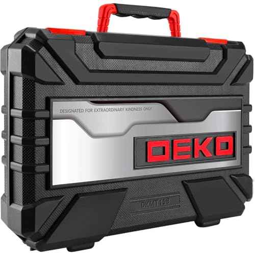 DEKOPRO Tool Set:158 Piece Home Tool Kit, Household Basic Repair Tool Set Comes with Plastic Storage Case-Red