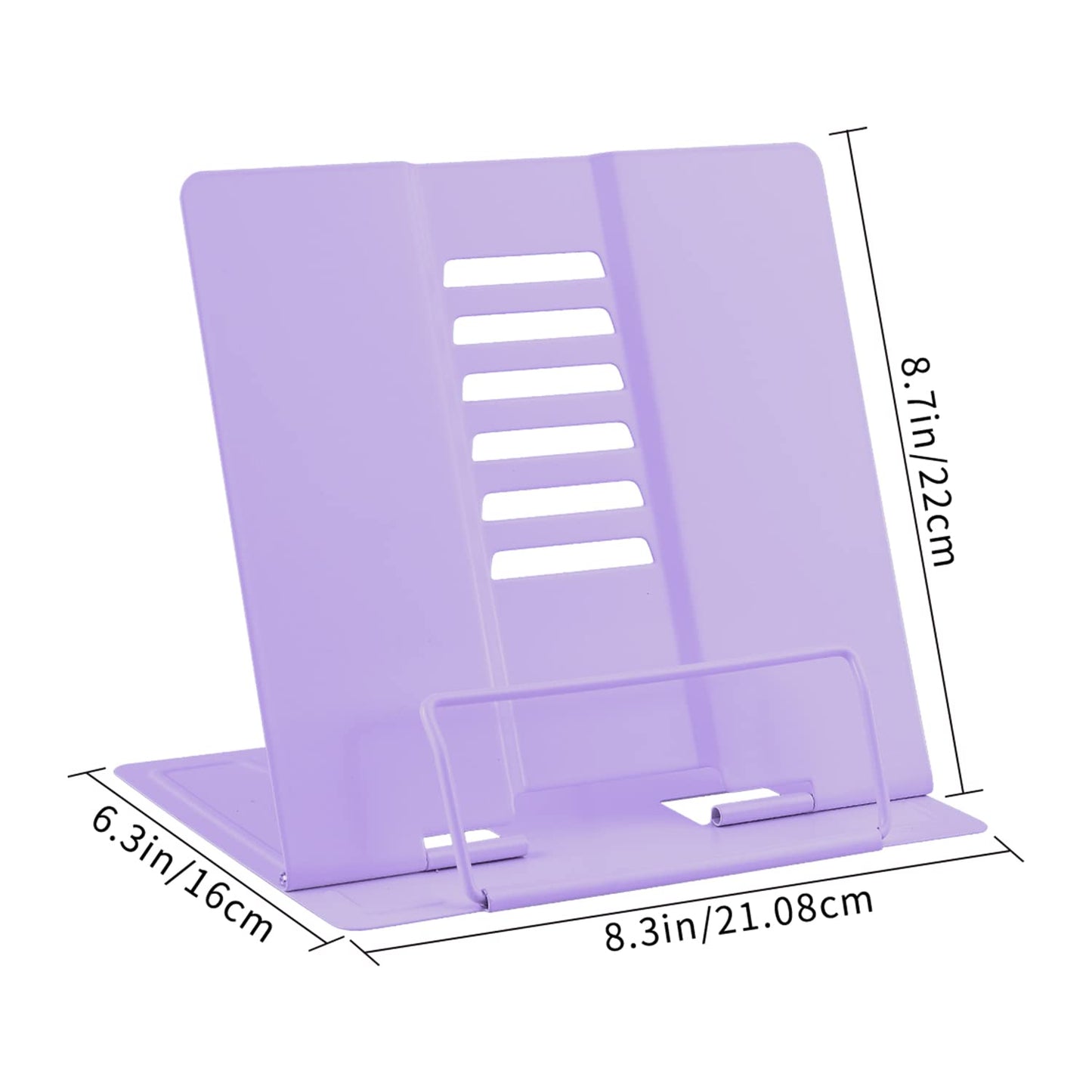 Honagu Metal Desk Book Holder, Hands Free Adjustable Cookbook & Document Holder, Portable Bookstand for Music Books, Textbooks, Recipes, Tablets & iPads (Purple)