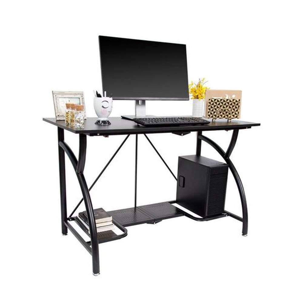 Origami Folding Computer Desk for Office Study Students Bedroom Home Gaming and Craft | Space Saving Foldable Design, Fits Dual Monitors and Laptop, Collapsible, No Assembly Required | Black, Large (RDE-01)