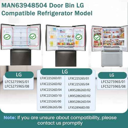 MAN63948504 Refrigerator Door Bin, Bin Basket Shelf Compatible with lg Refrigerator LFCC22426S, LFXS26973S, LFXC22526D, Replace 4976934 AP7176180 PS16662677 EAP16662677