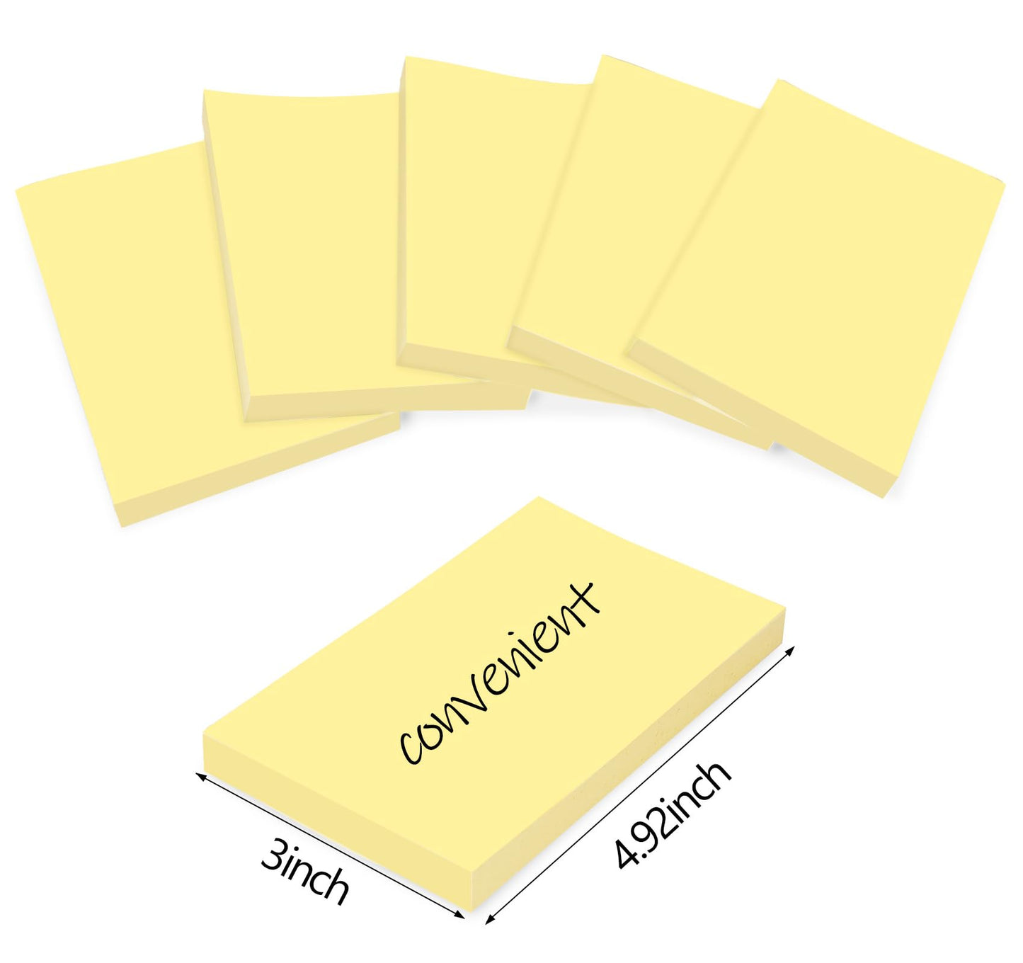 12 Pads Large Sticky Notes Yellow,3 x 5'' Self-Stick Notes Pads Recyclable,100 Sheets/Pad Super Sticking Power 76x127mm,1200 Sheets Clean Removal Sticky Notes Easy to Post for Note Taking,to Do Lists