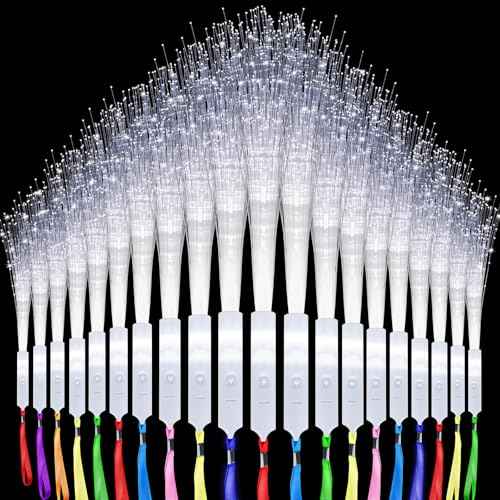 100 Pack White Fiber Optic Wand Glow Wand LED Light Up Wand Bulk with 3 Flashing Models Flashing Sticks for Glow in The Dark Birthday Party Favor Wedding Halloween Christmas, 8 Colors