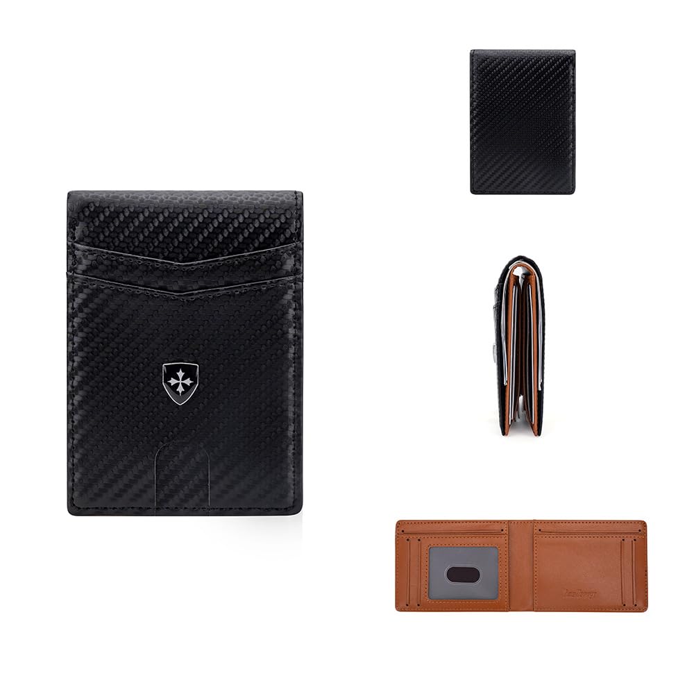 Slim RFID-Blocking PU Leather Bifold Wallet for Men & Women, Minimalist Card Holder with ID Window & Cash Pocket