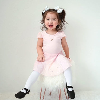 Stelle Girls' Ultra Soft Pro Dance Tight/Ballet Footed Tight(Toddler/Little Kid/Big Kid),BK+WT,S