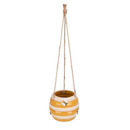 Chonsun Hanging Ceramic Planter 5 Inch Cute Bee Plant Pots Indoor Outdoor Yellow Planter Flower Pot Succulent Plant Pot Ceramic Mid-Century