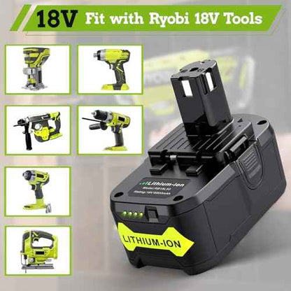 Upgraded 6.0Ah Replacement for Ryobi 18v Battery and Charger, High Capacity, Fast Charging Compatible with Ryobi Battery and Charger 18 Volt P107 P108 P109 P102 P103 P104 P105