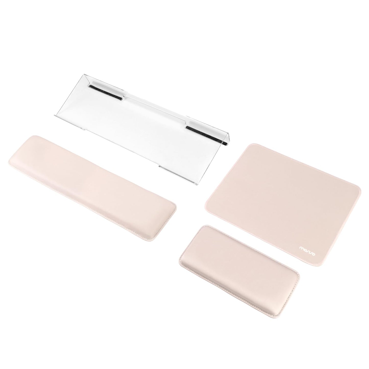 MOSISO Computer Keyboard Stand&Wrist Rest Support for Keyboard and Mouse, Large Rectangular Ergonomic Wrist Rest Mouse Pad Set, Pain Relief Easy Typing Non-Slip Cushion Pad for Home/Office, Apricot