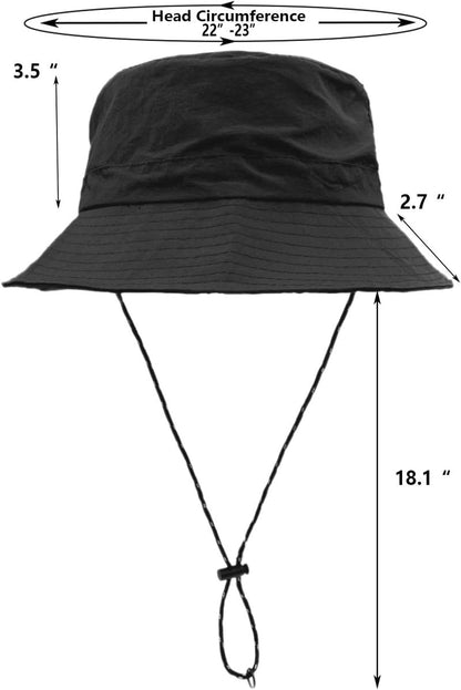 Waterproof Bucket Rain Hat - Quick Dry Packable Boonie Hat with UV Protection | Adjustable Chin Strap
