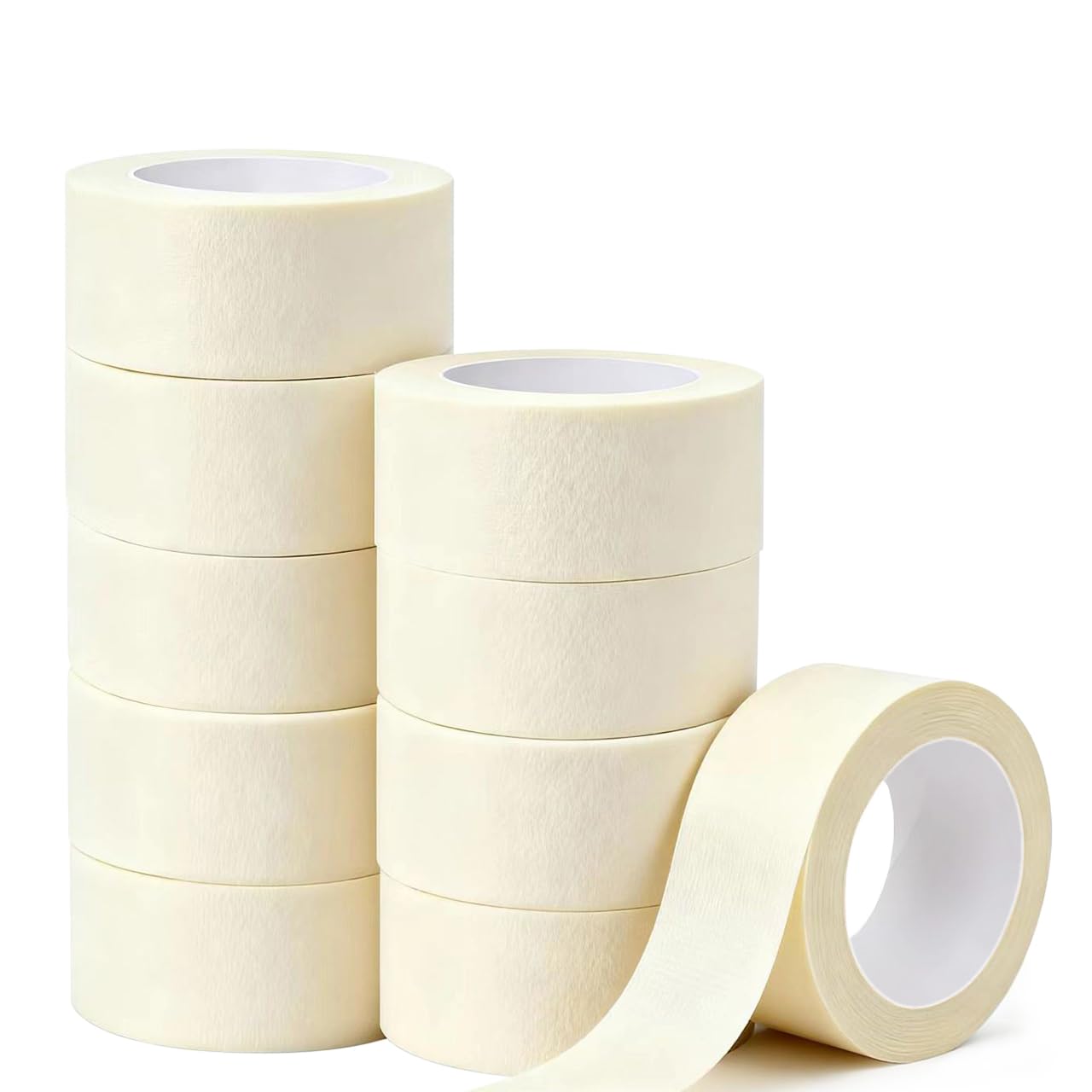 HALFOPM Masking Tape 2 Inch Wide, 10 Rolls Bulk Pack (550 Yards Total) - White Painter Tape for Sharp Paint Lines, Art & General Use