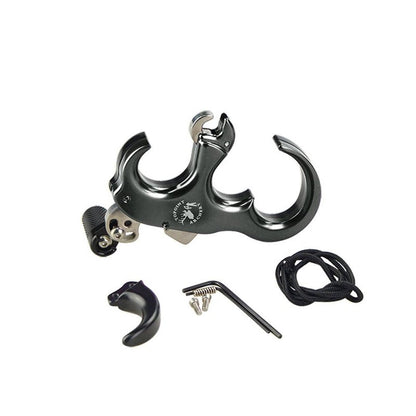 SHARROW Bow Release Aid 3/4 Fingers Automatic Archery Release Aluminium Alloy Thumb Trigger for Compound Bow Accessory (Black)