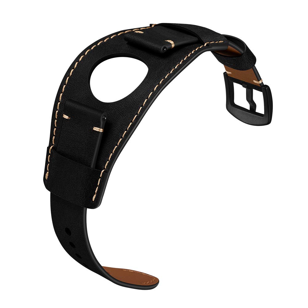 Balerion 20mm Cuff Leather Watch band,Compatible with Samsung Galaxy Watch Ultra/7/6/5/4,Watch3 41mm/watch 42mm,Garmin Vivoactive 6 and other standard 20mm band width watch,Black