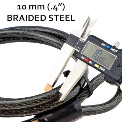 Lumintrail 10mm Heavy-Duty Security Cable, Vinyl Coated Braided Steel with Sealed Looped Ends (4', 7', 10', 15', or 30') (10-FT)