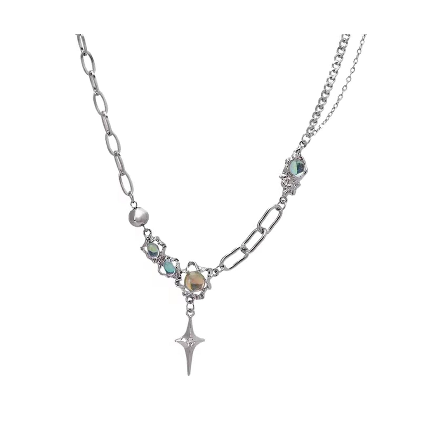 Buyongwant Irregular Necklace Y2k Pendant Metal Women's Design Collar Chain Star Fashion Jewelry for 16.54 Inch