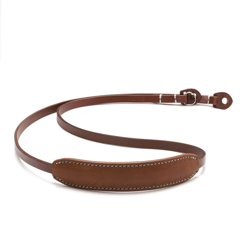 CANPIS CP005 Leather Camera Neck Shoulder Strap with Pad, Mirrorless Camera Strap Compatible with Sony Leica Nikon Fujifilm Olympus Panasonic (Color: Brown, Length 108cm)